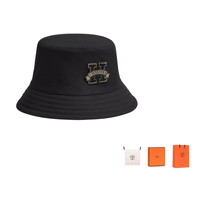 HERMES Cotton Bucket Hats Women's Black