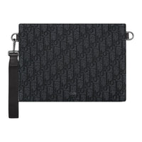 DIOR Oblique Print Jacquard Fabric Clutch Men's Black