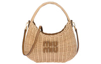 MIU MIU Wicker Hobo Bag, Shoulder Bag, Crossbody Bag, Handbag Regular Women's Citrus Yellow