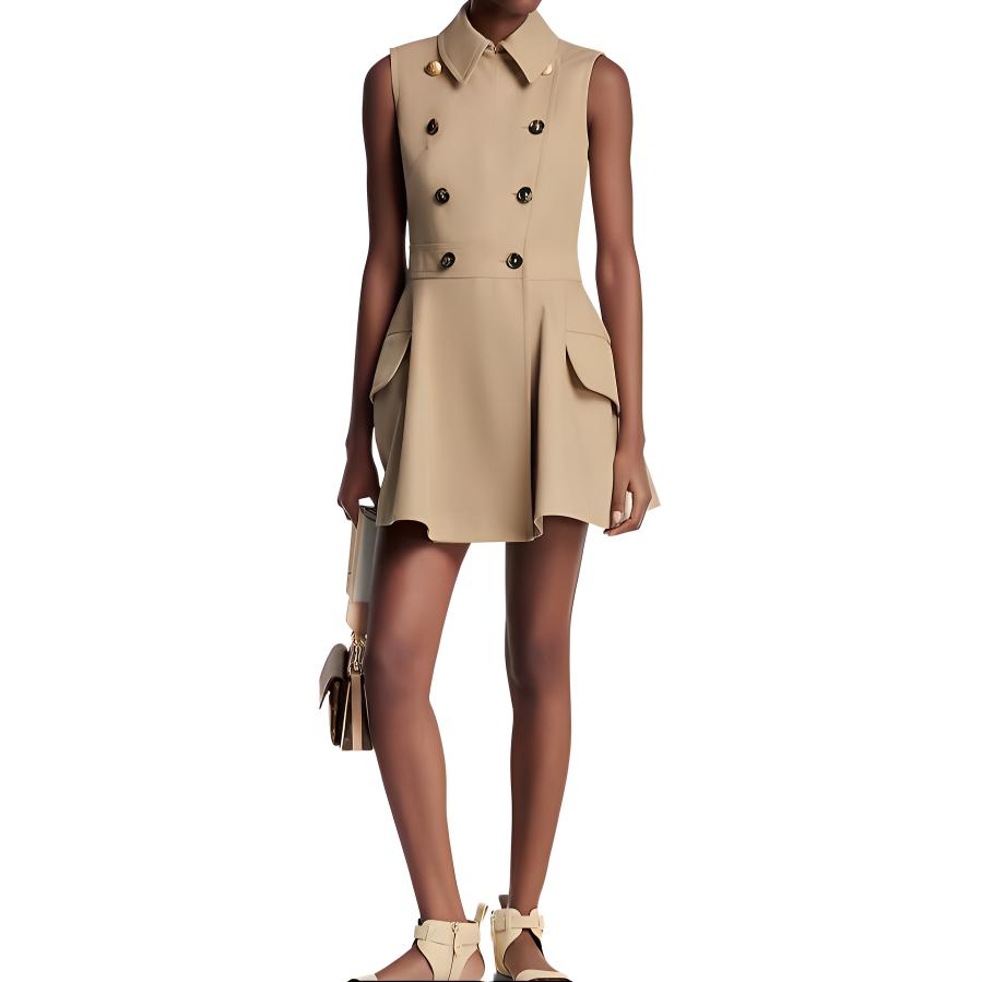 LOUIS VUITTON Double Breasted Gabardine Dress