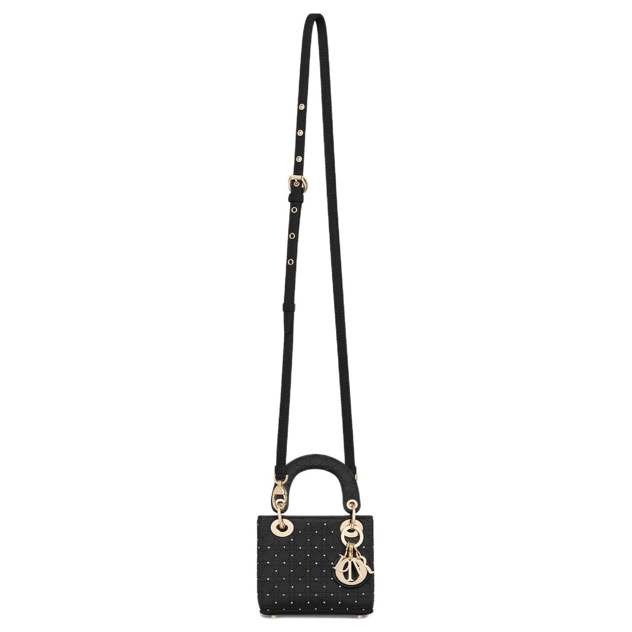 DIOR Lady Dior Cotton Embroidery Lady Dior Bag, Shoulder Bag, Crossbody Bag, Handbag Extra Mini Women's Black