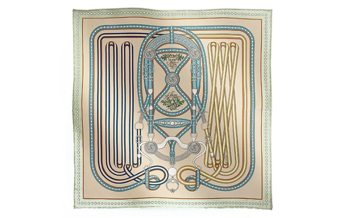 HERMES Silk Scarves Women's Light Green