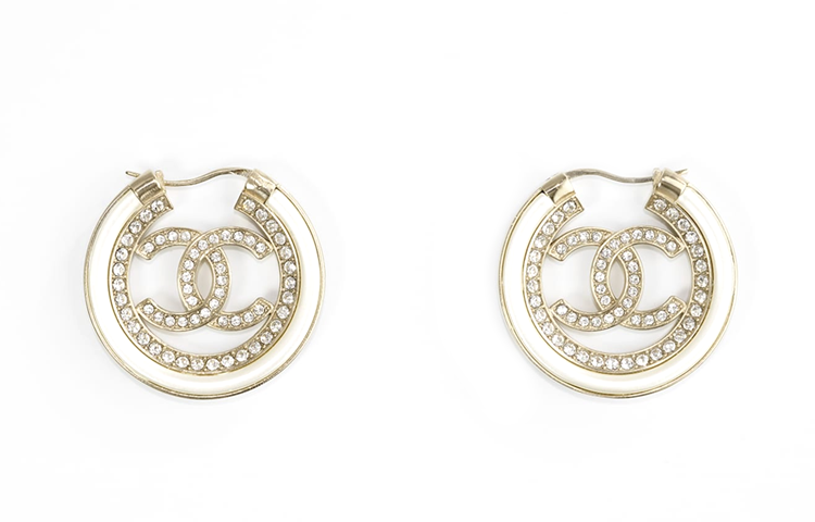 CHANEL Earrings Women's Gold/Pearl White