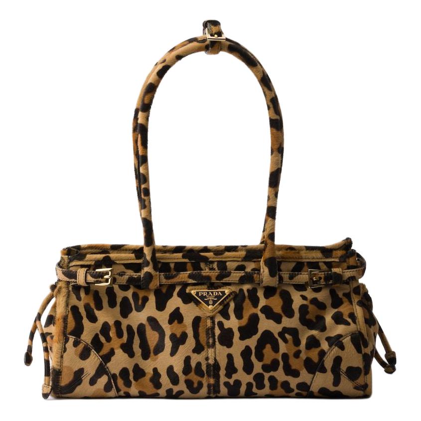 PRADA Leather Handbag Medium Size Women's Honey Brown