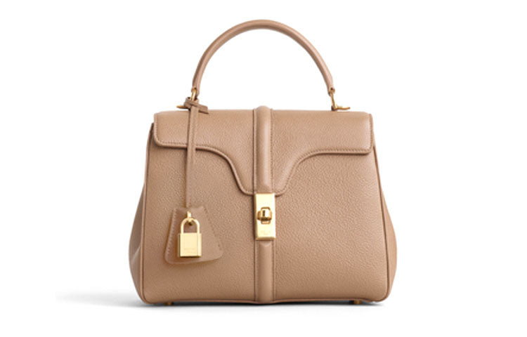 CELINE 16 Cow Leather Handbag Small Size Women's Beige
