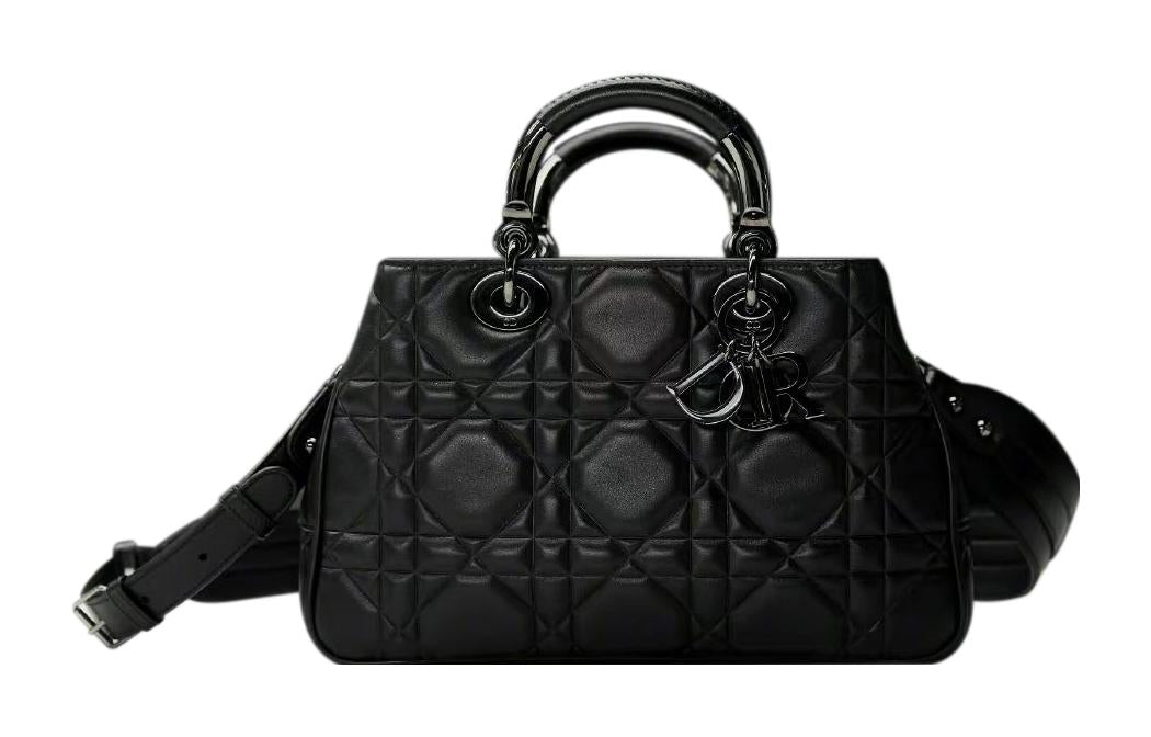 DIOR Calfskin Daisie Bag Shoulder Bag Crossbody Bag Handbag Small Size Women's Black