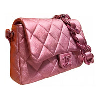 CHANEL Lambskin Mouth Cover Bag Crossbody Bag Small Size Women's Pink