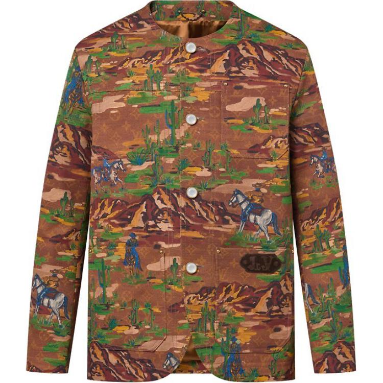 LOUIS VUITTON Collarless Cotton Workwear Jacket