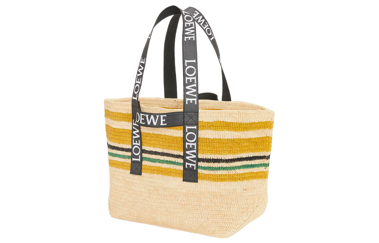 LOEWE Raffia Fiber One Shoulder Handbags Women's Multicolor/Black