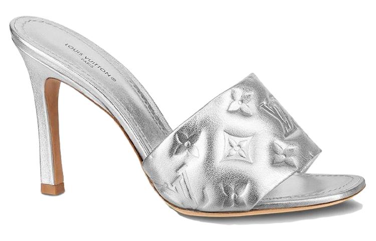 LOUIS VUITTON Revival Abrasion-Resistant Slide Slippers Women's Silver