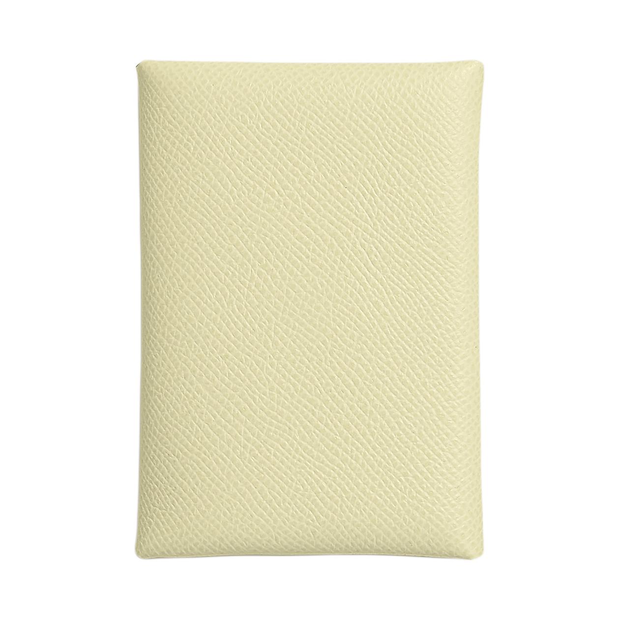 HERMES Calvi Duo Epsom Calfskin Card Holder Women's White