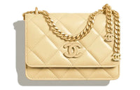 CHANEL WOC Calfskin Shoulder Bag Crossbody Bag Clutches Women's Chick Yellow/Yellow