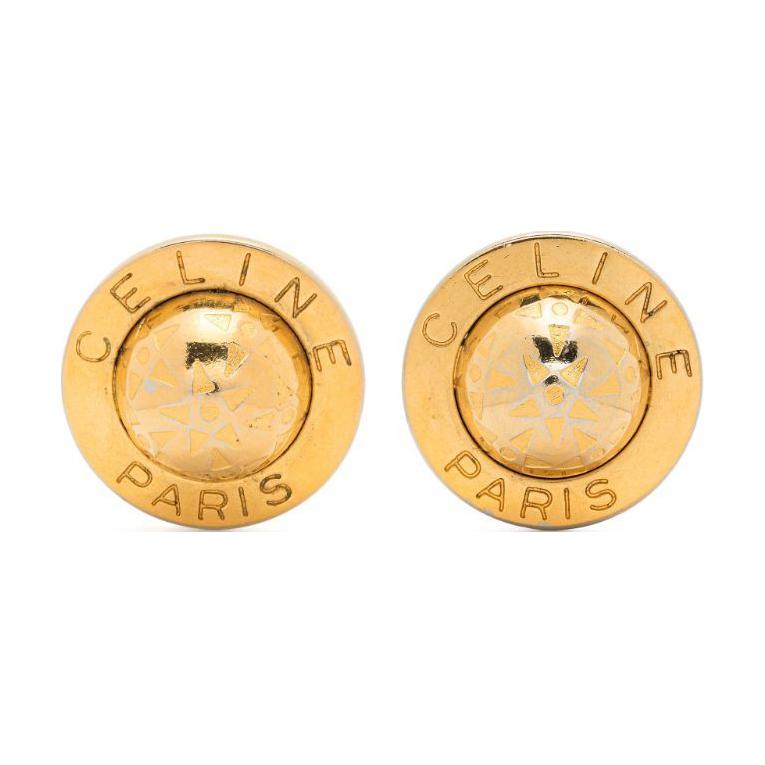 CELINE Metal Clip-On Earrings Women's Gold
