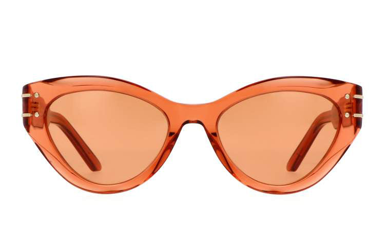 DIOR Acetate Irregular Shape Sunglasses Women's Orange