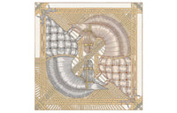 HERMES Silk Silk Scarf Women's Gold/Silver