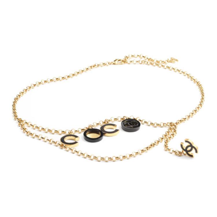 CHANEL [24B New Arrival]Letter Pendant Design Metal Waist Chains Women's Gold