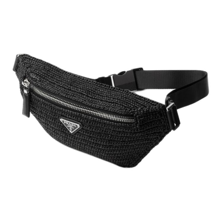 PRADA Calfskin Fanny Pack Women's Black