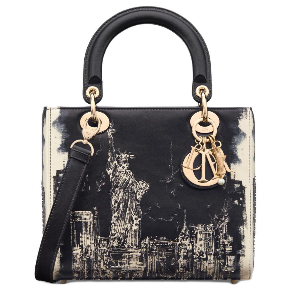 DIOR Lady Dior Calfskin Lady Dior Bag, Shoulder Bag, Crossbody Bag, Handbag Medium Size Women's Black
