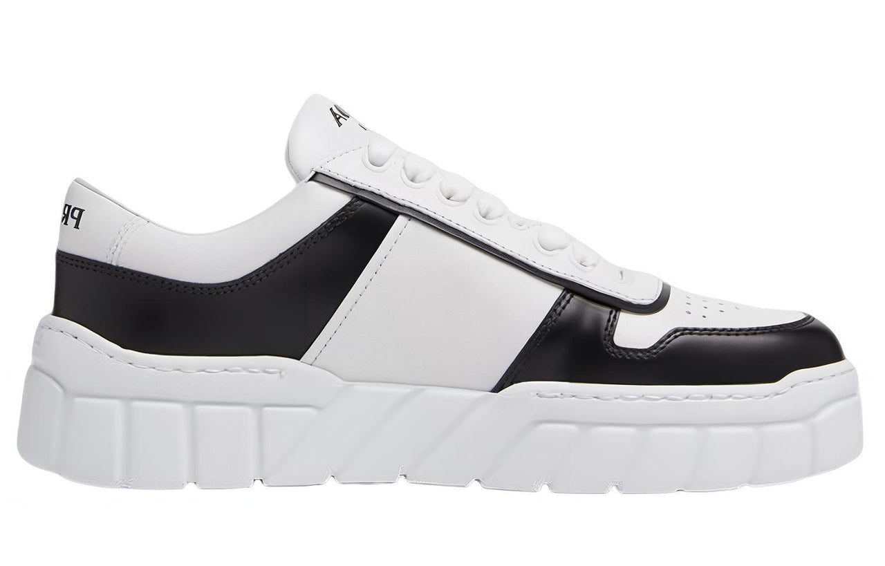PRADA Soft Padded Nappa Leather Laced Up Shoes 'White Black' Women's