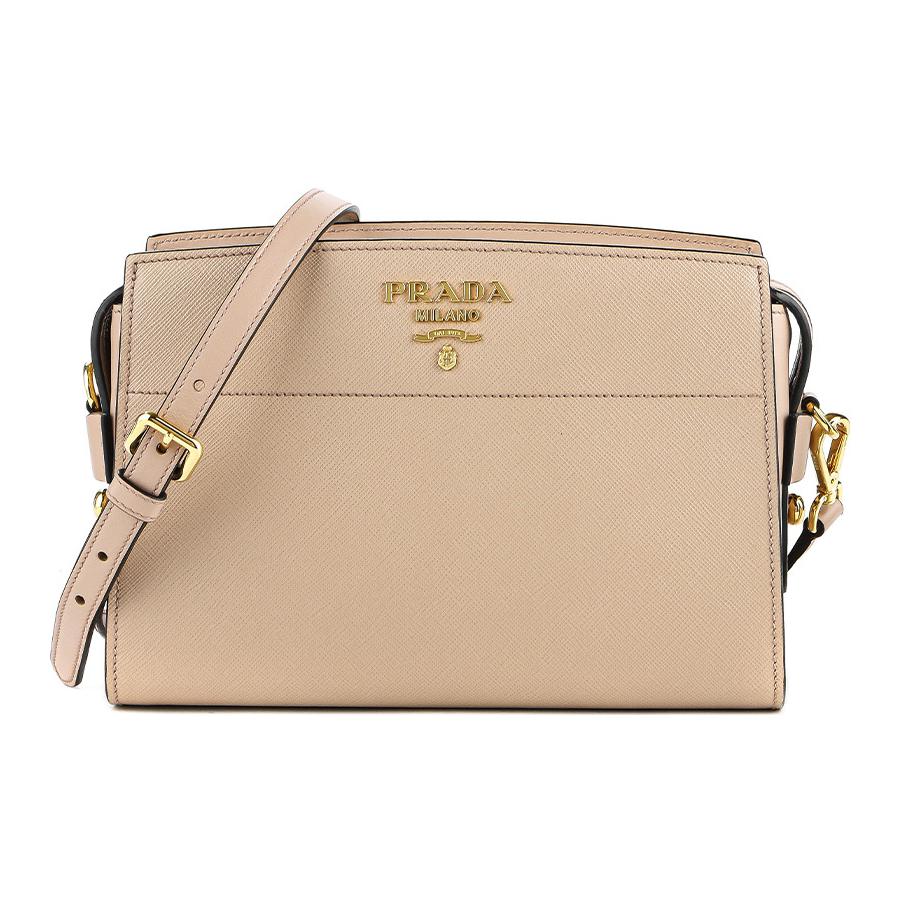PRADA Calfskin Shoulder Bag Women's Beige