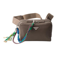 PRADA Leather Crossbody Bag Shoulder Bag Men's Bamboo Gray