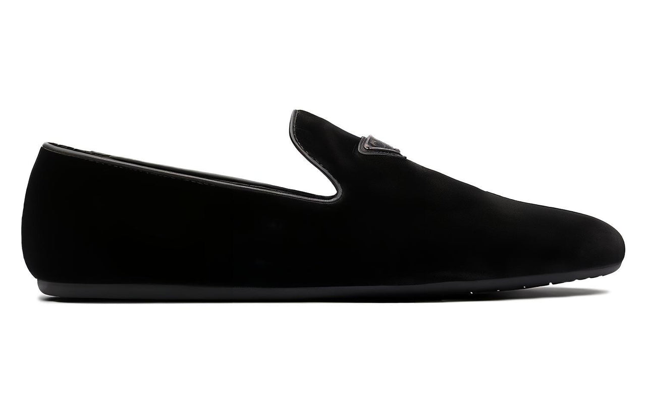 PRADA Triangle-logo Velvet Loafers