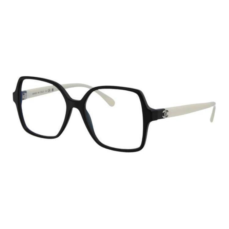 CHANEL Acetate Irregular Shape Eyeglass Frames Women's Black