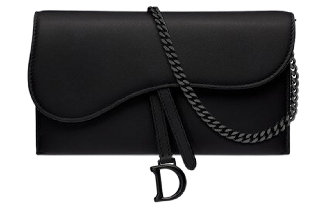DIOR Calfskin Combo Bag Clutch Shoulder Bag Crossbody Bag Handbag Women's Matte Black