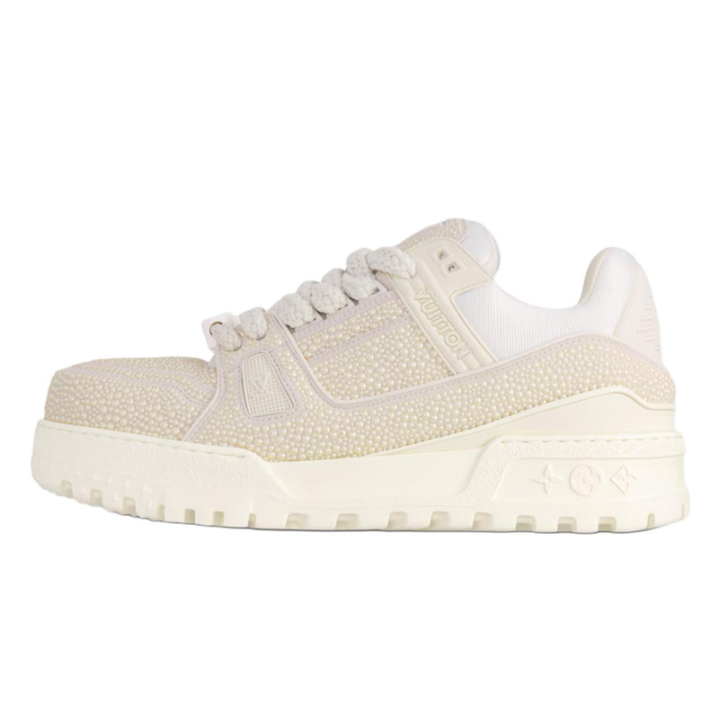 LOUIS VUITTON Trainer Maxi Low-Top Skateboard Shoes Unisex Ecru