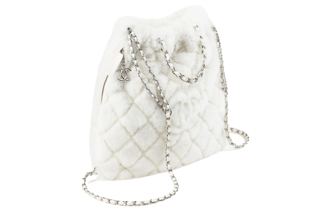 CHANEL Shearling Sheepskin Backpack Large Size Women's White
