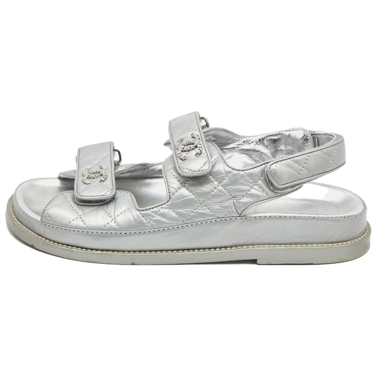 CHANEL Beach Sandals Women's Silver