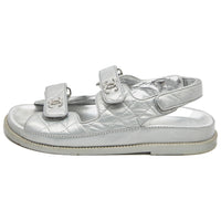 CHANEL Beach Sandals Women's Silver