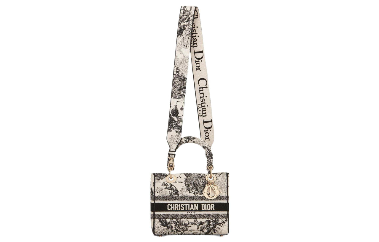 DIOR Embroidery Handbag Daphne Bag Shoulder Bag Crossbody Bag Handbag Medium Size Women's Milk White