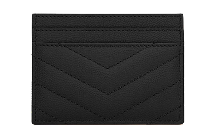 SAINT LAURENT Quilted Leather Card Holder Women's Black