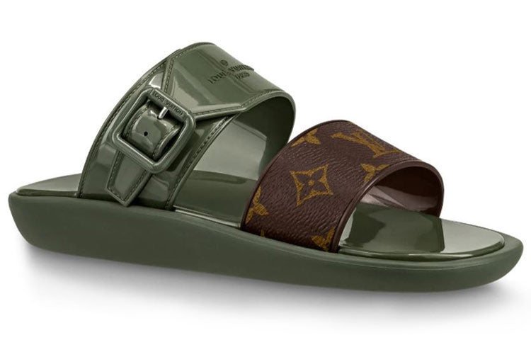 LOUIS VUITTON Slide Slippers Women's Army Green
