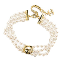 CHANEL Metal Faux Pearl Resin Necklaces Unisex White