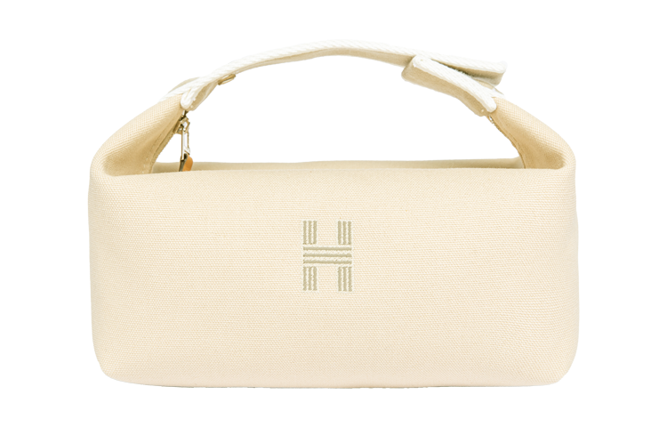 HERMES Bride-a-Brac Cotton Storage Bags Toiletry Bags Small Size Women's Ecru