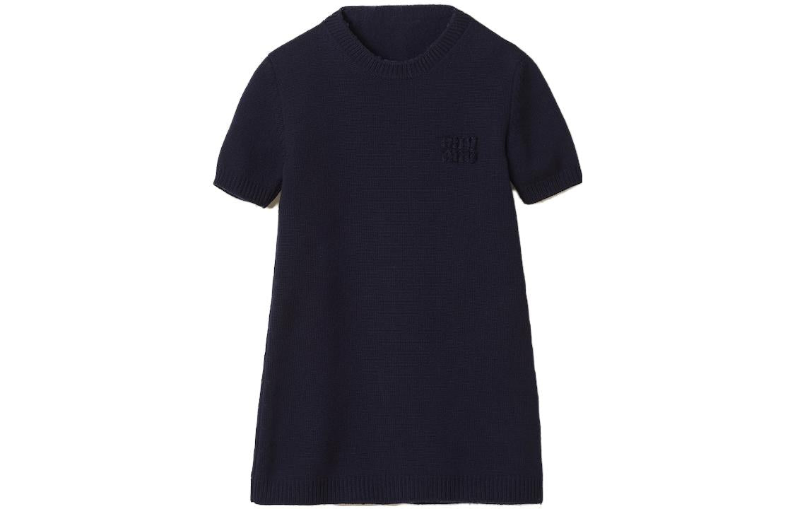 MIU MIU FW23 Short Sleeved Dress Women's Blue