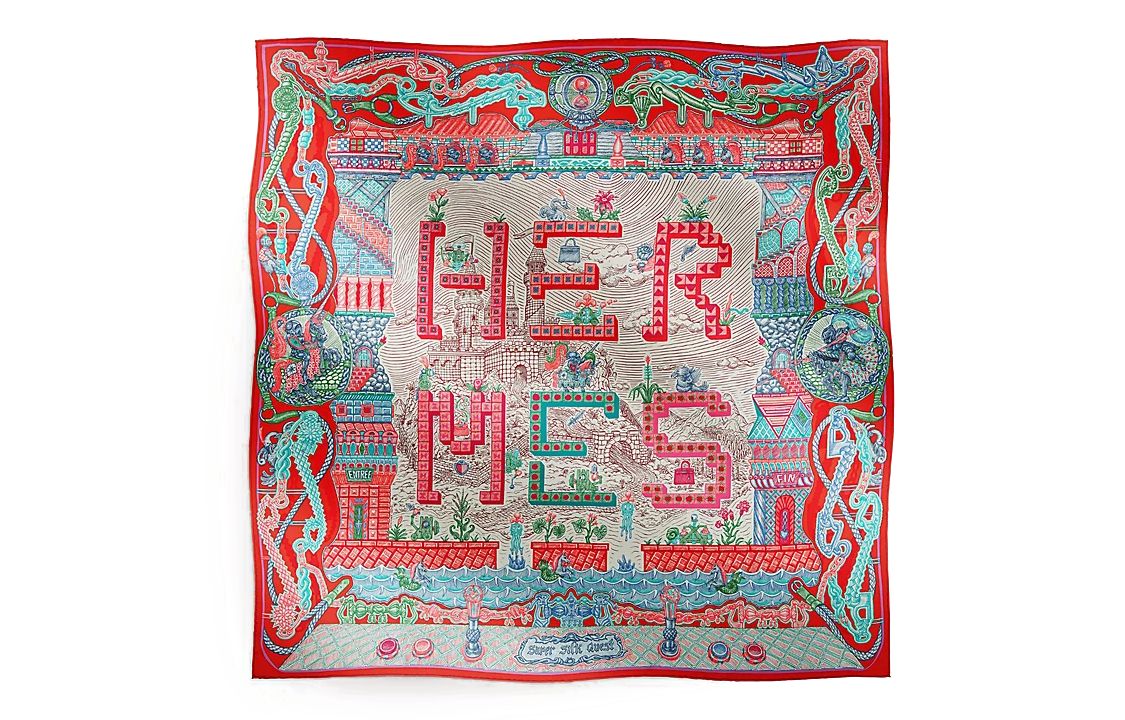 HERMES Silk Scarves Women's Garnet Red