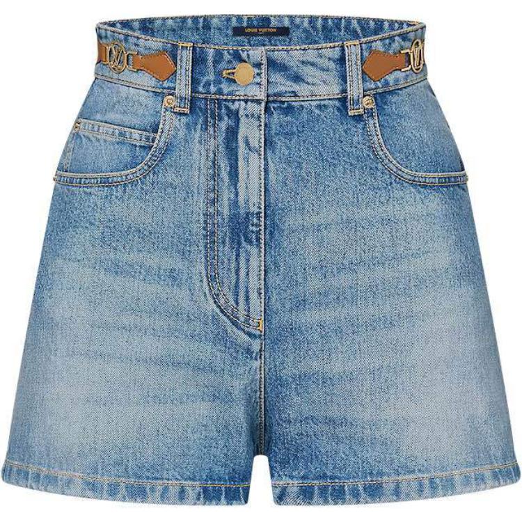 LOUIS VUITTON Lv Circle Tab Denim Mini Shorts