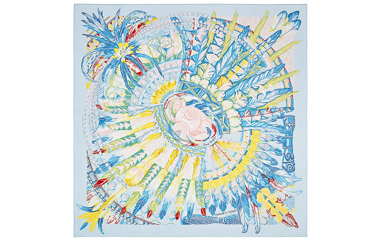HERMES Silk Scarves Women's Sky Blue