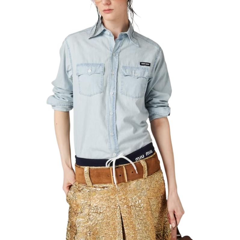 MIU MIU Logo appliqué Cotton Shirt