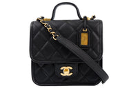 CHANEL Cow Leather Messenger Bag, Tofu Bag, Handbag, Shoulder Bag, Crossbody Bag Small Size Women's Black