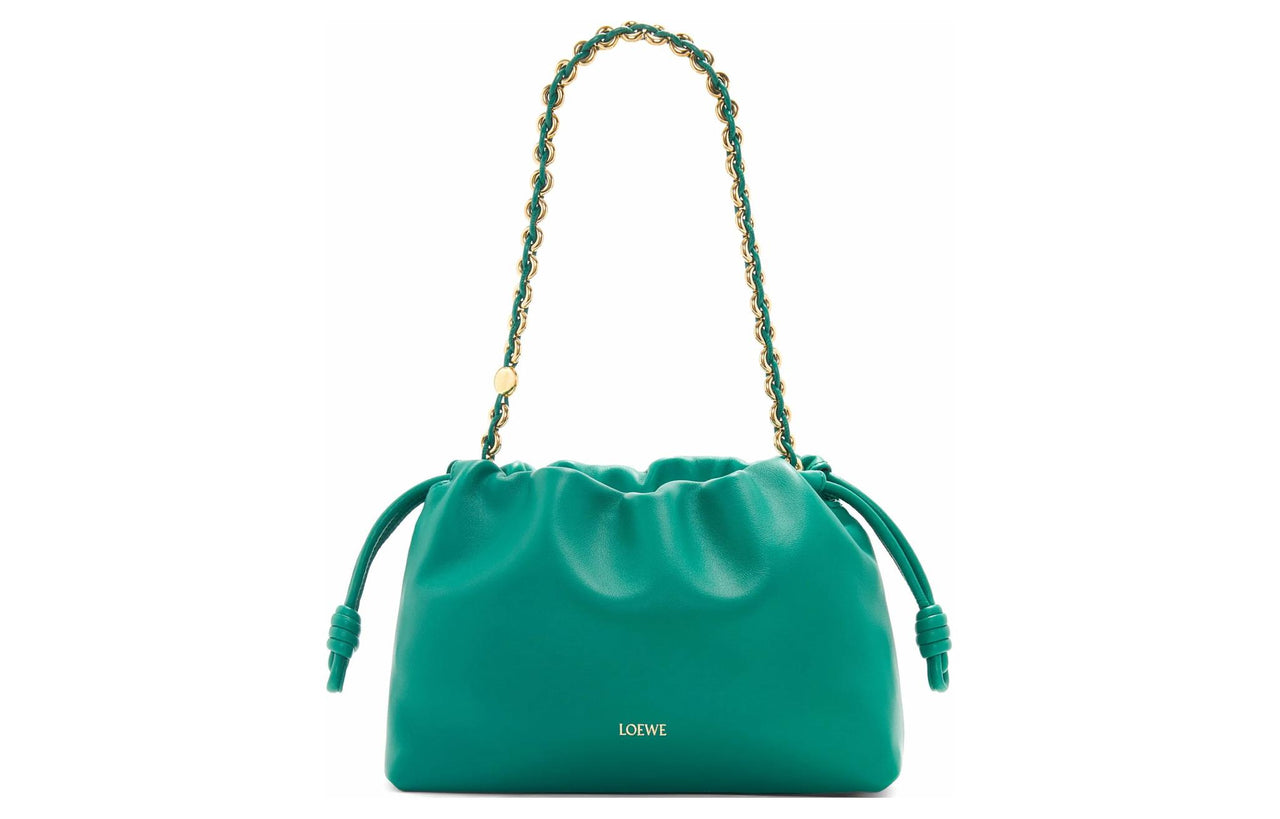 LOEWE Flamenco Soft Nappa Sheep Leather One Shoulder Crossbody Clutch Women's Jadeite Green