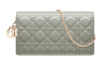 DIOR Lady Dior Patent Leather Cowhide Clutches Crossbody Bags Shoulder Bags Women's Rock Gray