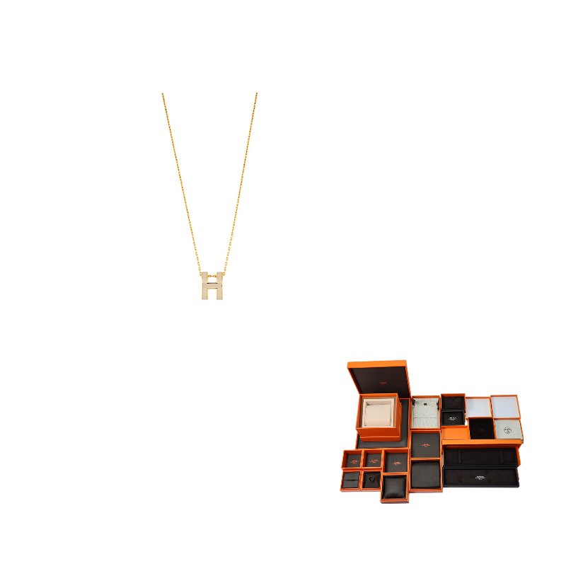 HERMES POP H Collection Metal Necklaces Women's Gold Chain