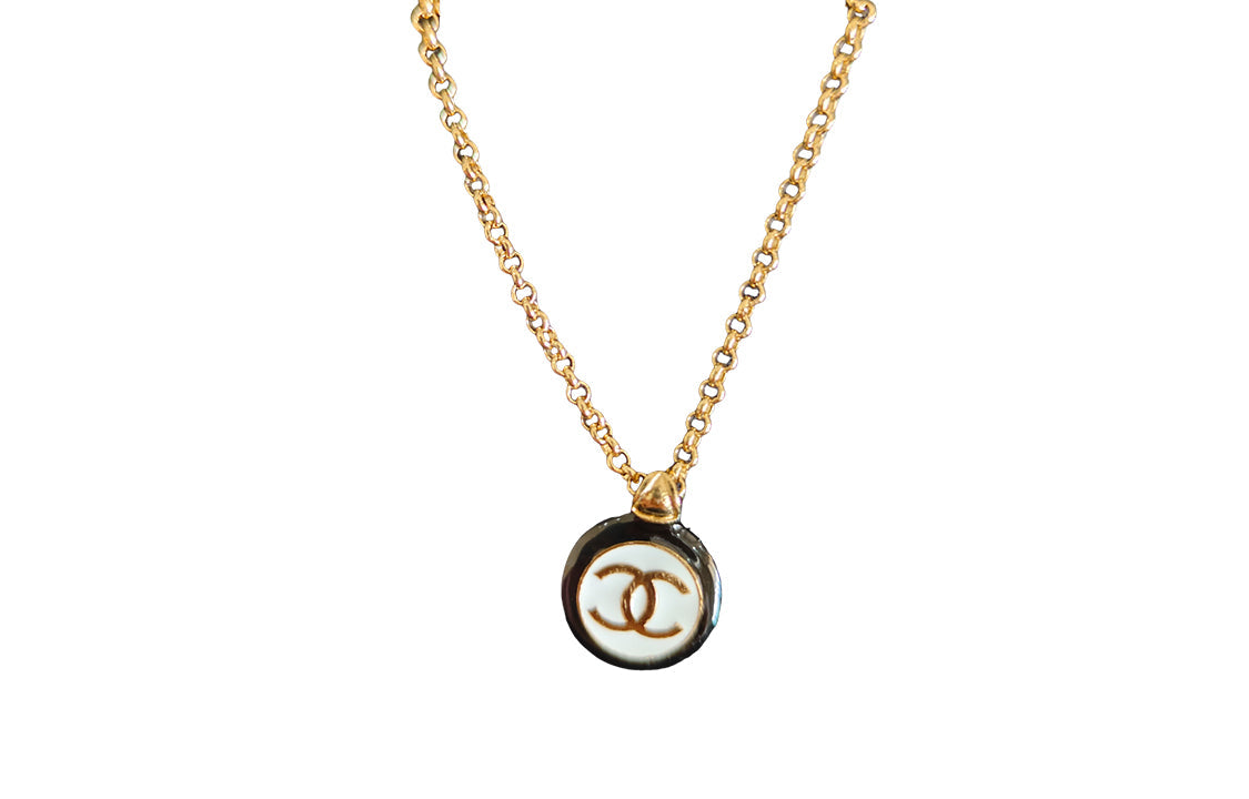 CHANEL Pearl Double C Pendant Necklace Women's Gold