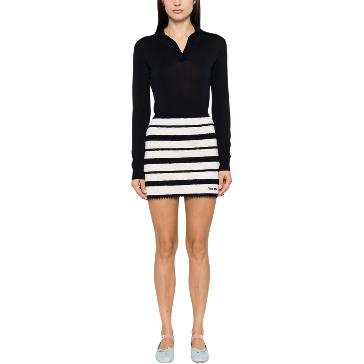 MIU MIU Casual Short Skirts Women's Black White