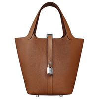 HERMES Taurillon Maurice Bullock Leather Basket Bag Handbag Regular Women's 37 Gold Gold Brown