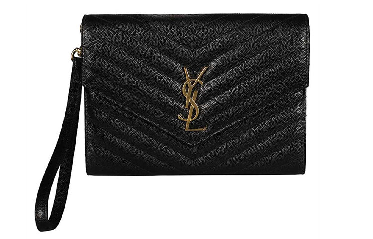 SAINT LAURENT Leather Clutch Regular Women's Black